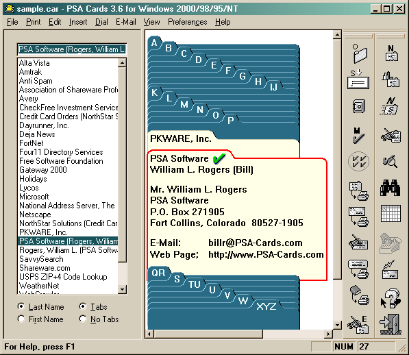 PSA Cards Screenshot